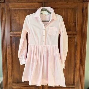 Brooks Brothers Pink Pinstripe Long Sleeve Dress | Pockets | Side Zip | Like New